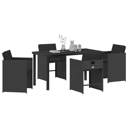 vidaXL Ensemble repas de jardin 5 pcs résine tressée noir