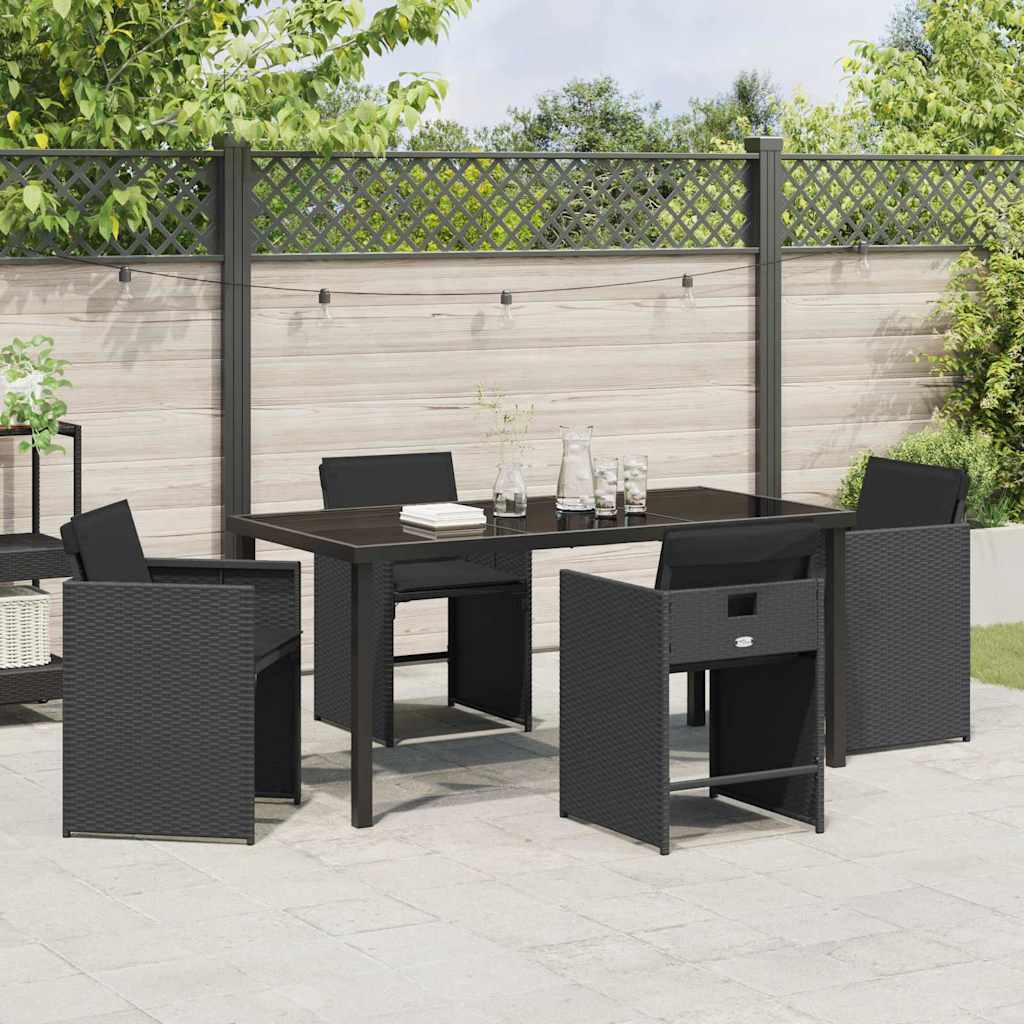 vidaXL Ensemble repas de jardin 5 pcs résine tressée noir