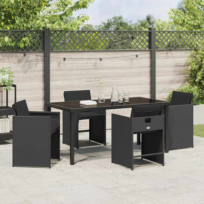 vidaXL Ensemble repas de jardin 5 pcs résine tressée noir