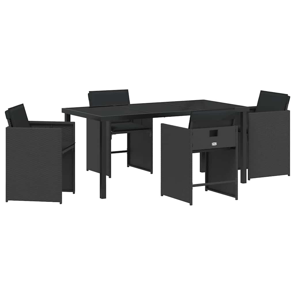 vidaXL Ensemble repas de jardin 5 pcs résine tressée noir