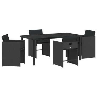 vidaXL Ensemble repas de jardin 5 pcs résine tressée noir