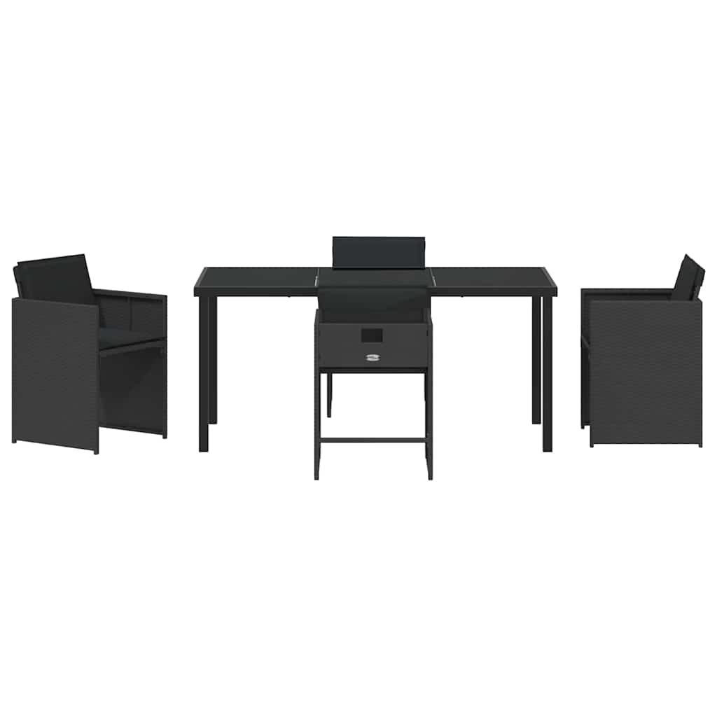 vidaXL Ensemble repas de jardin 5 pcs résine tressée noir