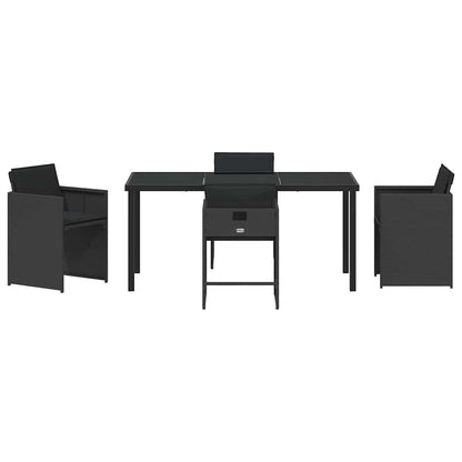 vidaXL Ensemble repas de jardin 5 pcs résine tressée noir