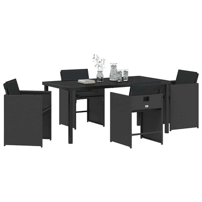 vidaXL Ensemble repas de jardin 5 pcs résine tressée noir