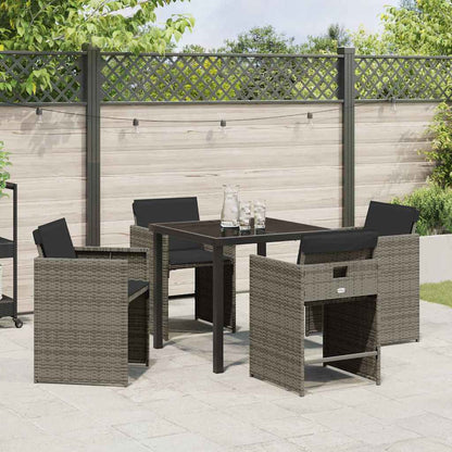 vidaXL Salon de jardin à manger 5 pcs gris résine tressée