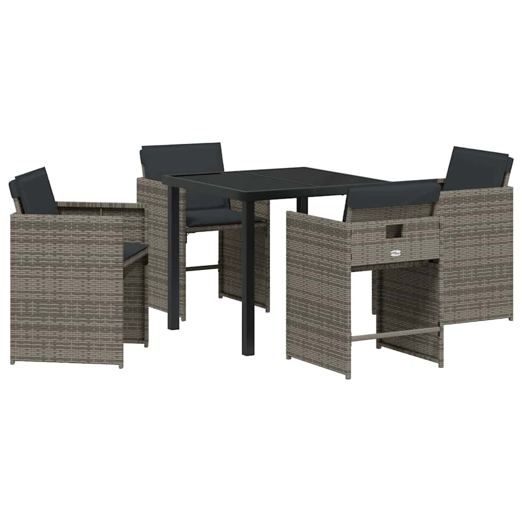 vidaXL Salon de jardin à manger 5 pcs gris résine tressée