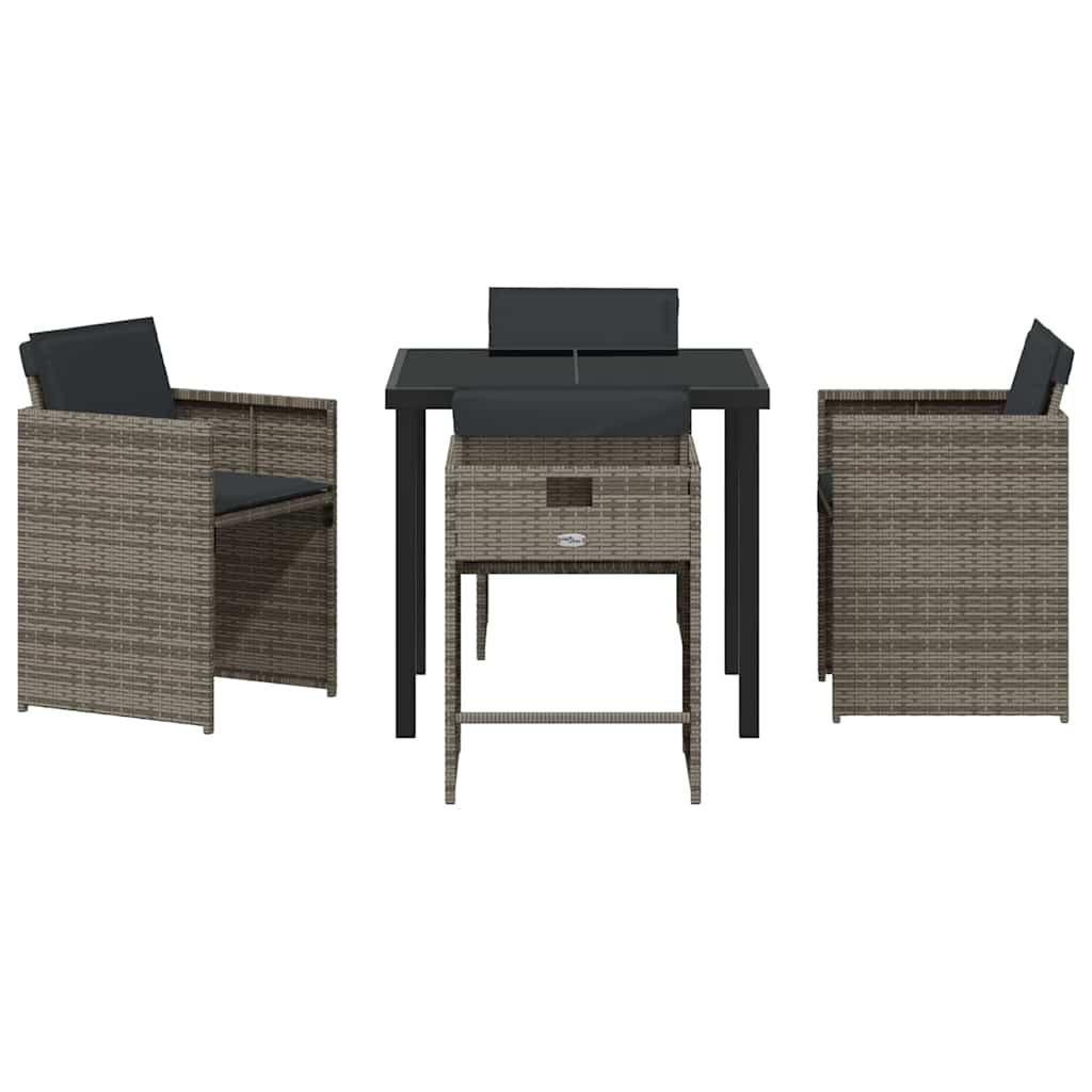 vidaXL Salon de jardin à manger 5 pcs gris résine tressée