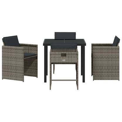 vidaXL Salon de jardin à manger 5 pcs gris résine tressée