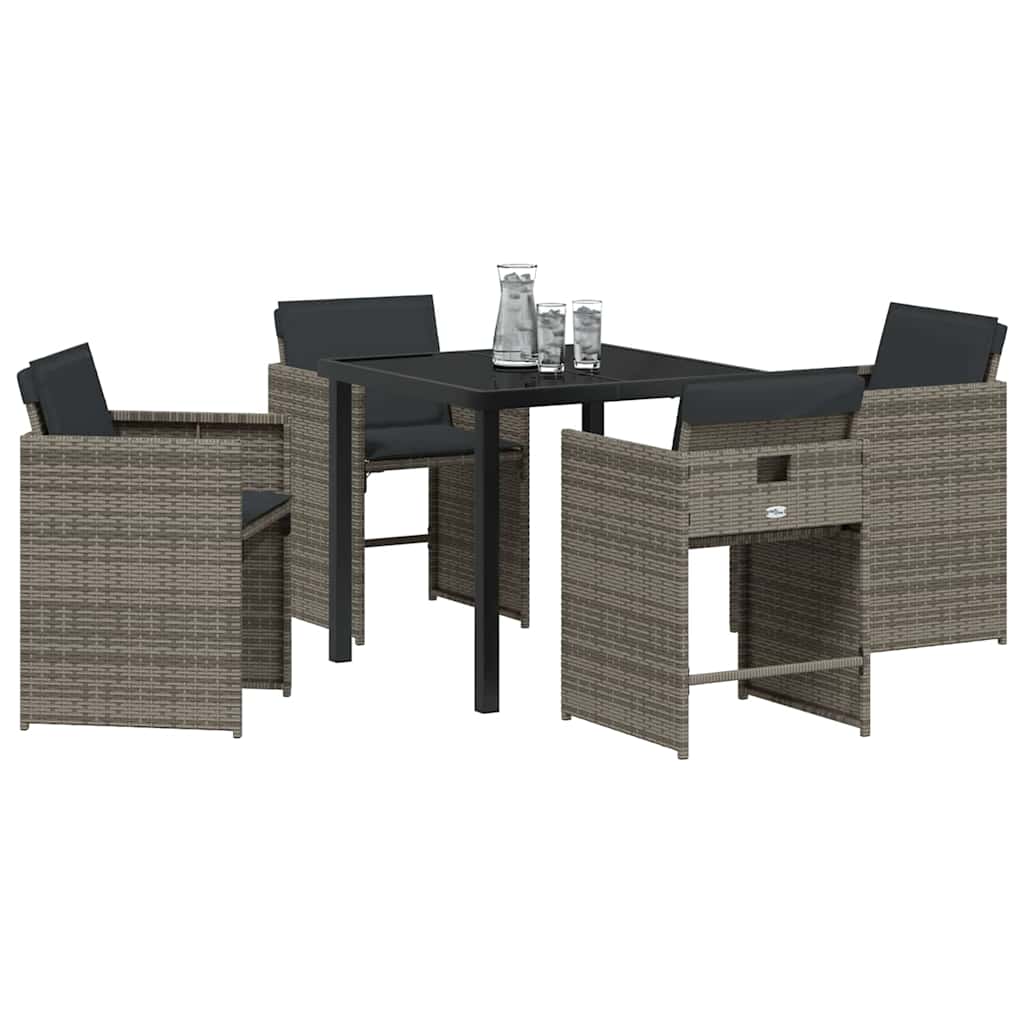 vidaXL Salon de jardin à manger 5 pcs gris résine tressée