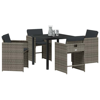 vidaXL Salon de jardin à manger 5 pcs gris résine tressée