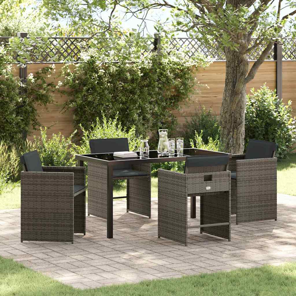 vidaXL Salon de jardin à manger 5 pcs gris résine tressée