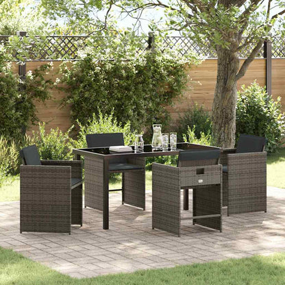 vidaXL Salon de jardin à manger 5 pcs gris résine tressée
