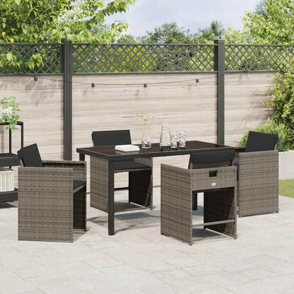 vidaXL Salon de jardin à manger 5 pcs gris résine tressée