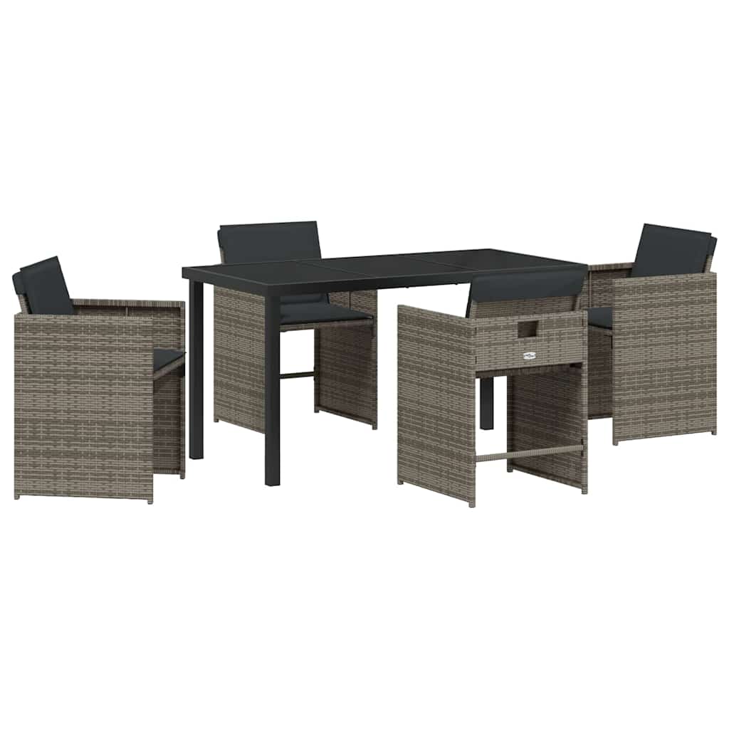 vidaXL Salon de jardin à manger 5 pcs gris résine tressée