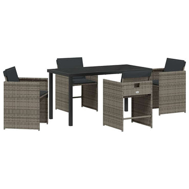 vidaXL Salon de jardin à manger 5 pcs gris résine tressée