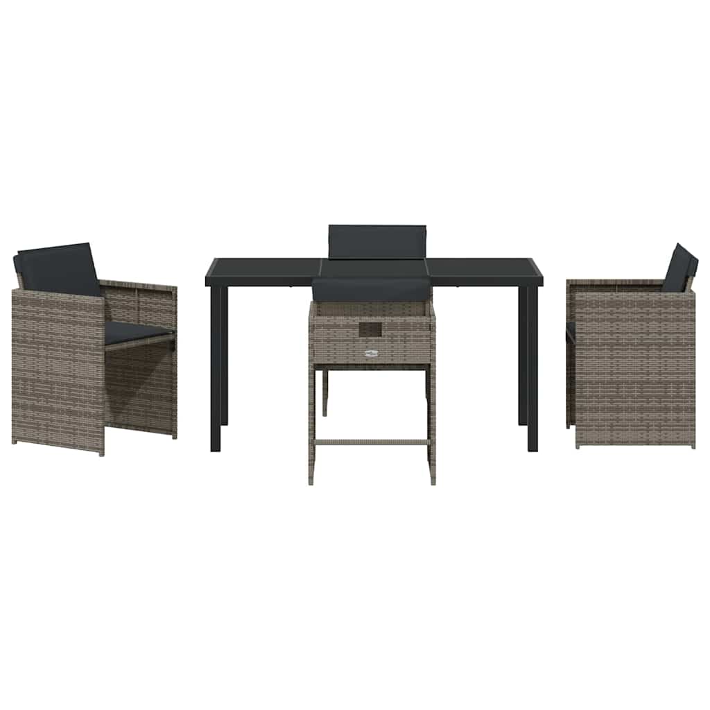 vidaXL Salon de jardin à manger 5 pcs gris résine tressée