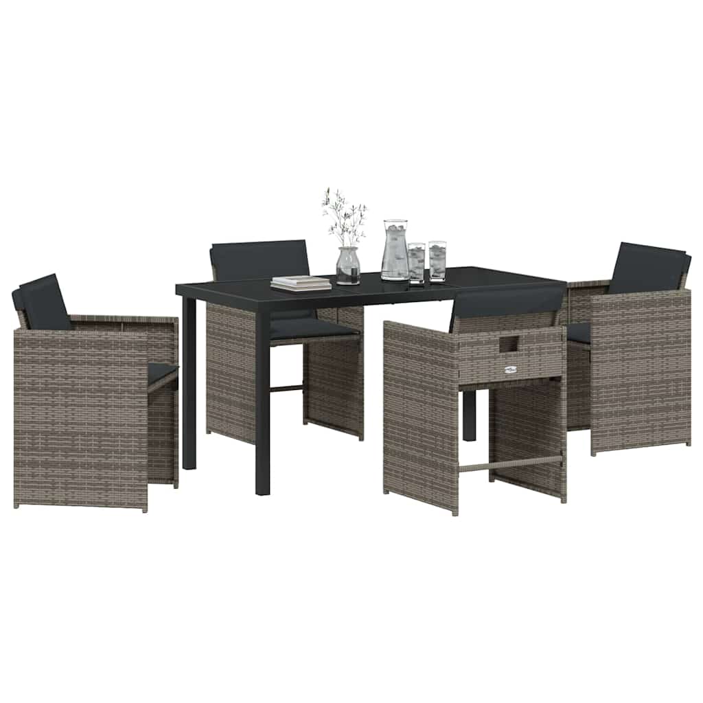 vidaXL Salon de jardin à manger 5 pcs gris résine tressée