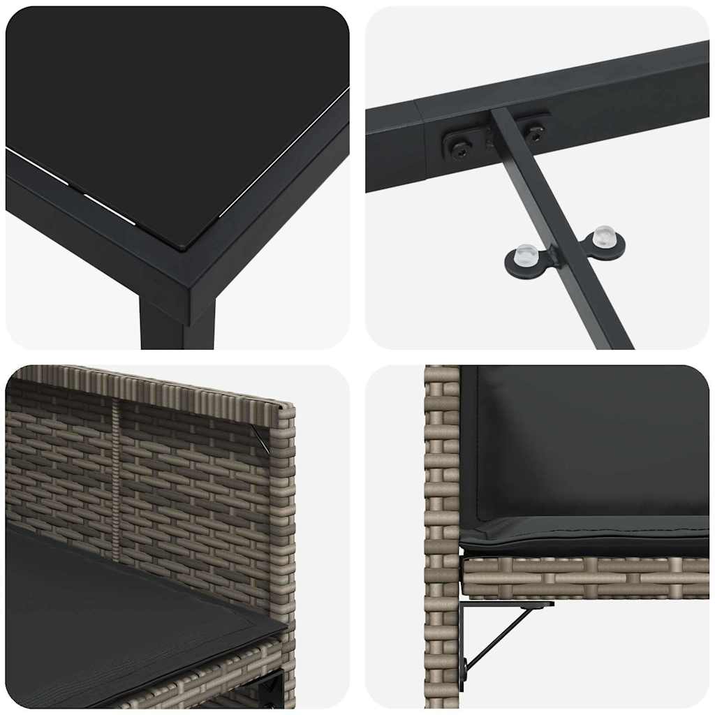 vidaXL Salon de jardin à manger 5 pcs gris résine tressée