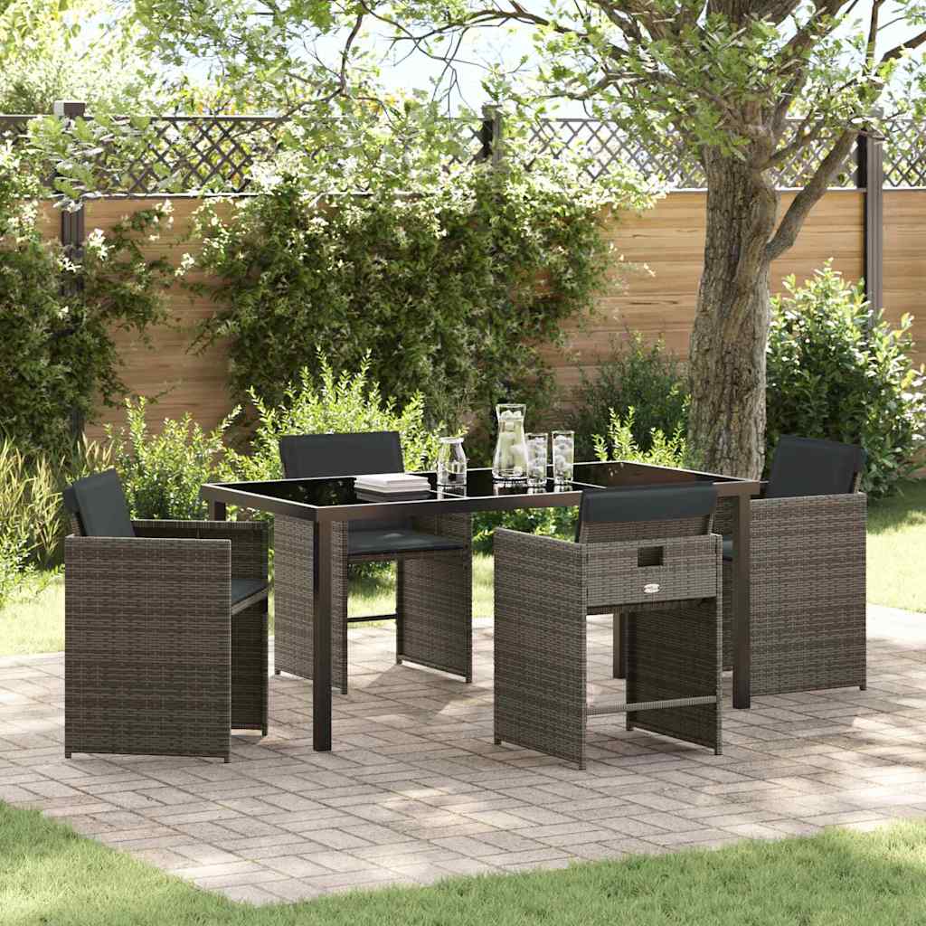 vidaXL Salon de jardin à manger 5 pcs gris résine tressée