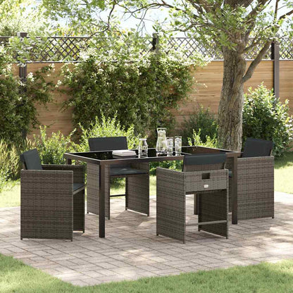 vidaXL Salon de jardin à manger 5 pcs gris résine tressée