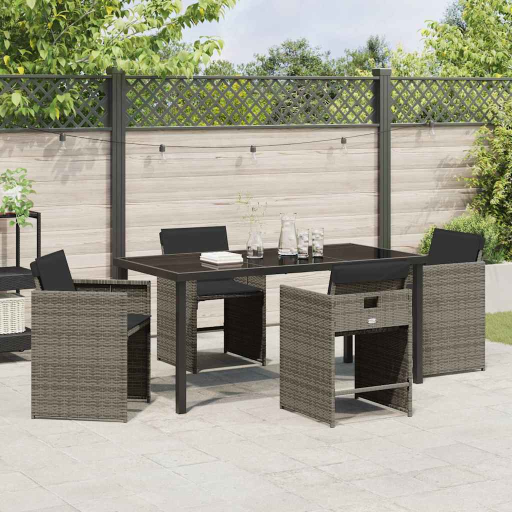 vidaXL Salon de jardin à manger 5 pcs gris résine tressée