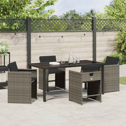 vidaXL Salon de jardin à manger 5 pcs gris résine tressée