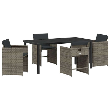 vidaXL Salon de jardin à manger 5 pcs gris résine tressée