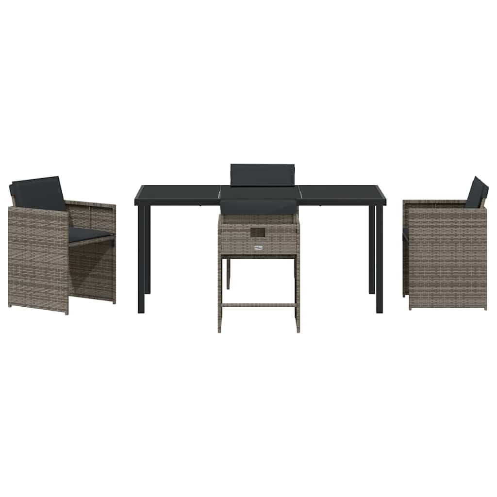 vidaXL Salon de jardin à manger 5 pcs gris résine tressée