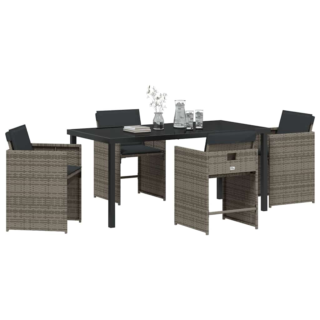 vidaXL Salon de jardin à manger 5 pcs gris résine tressée
