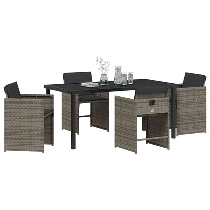 vidaXL Salon de jardin à manger 5 pcs gris résine tressée