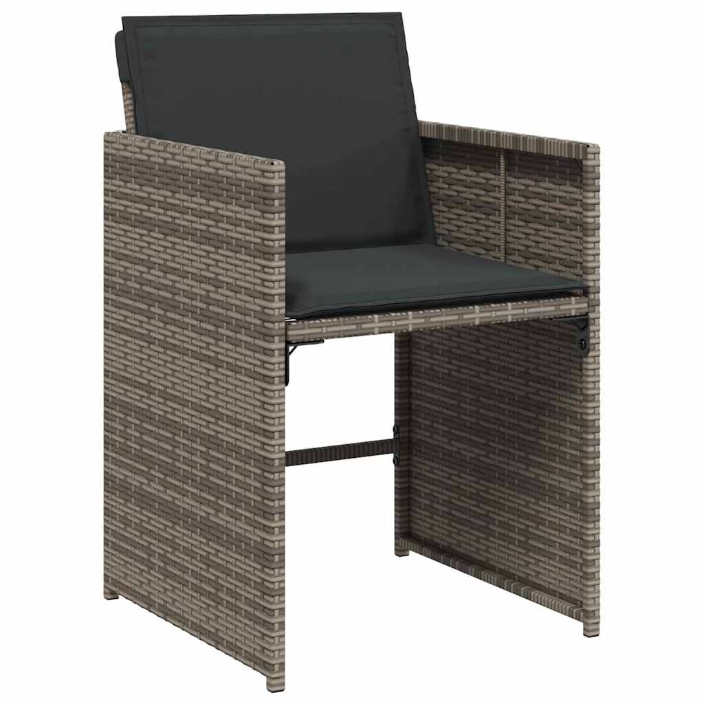 vidaXL Garten Essgruppe 9 pcs Grau Poly-Rattan