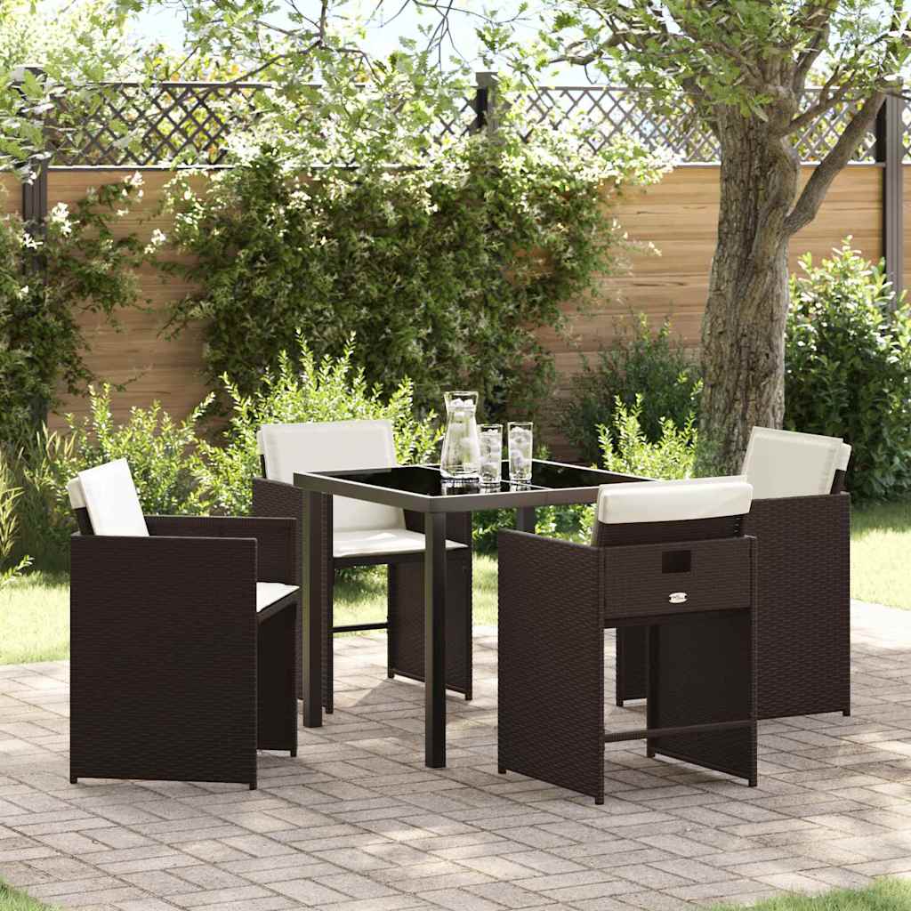 vidaXL Salon de jardin à dîner 5 pcs Résine tressée Marron