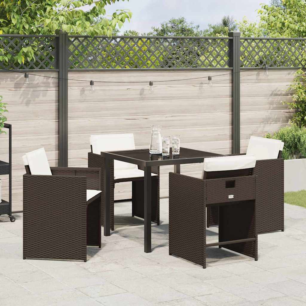 vidaXL Salon de jardin à dîner 5 pcs Résine tressée Marron