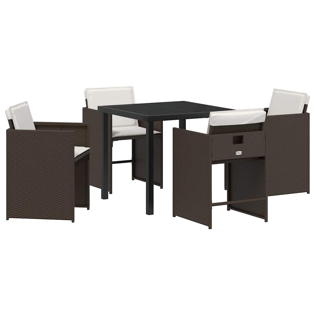 vidaXL Salon de jardin à dîner 5 pcs Résine tressée Marron