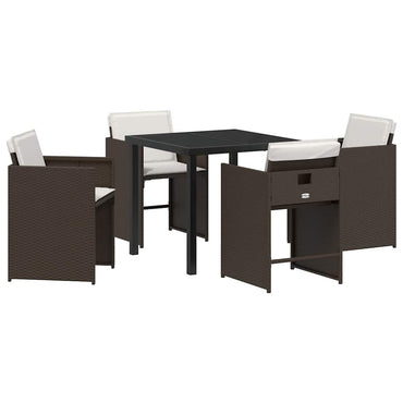 vidaXL Salon de jardin à dîner 5 pcs Résine tressée Marron