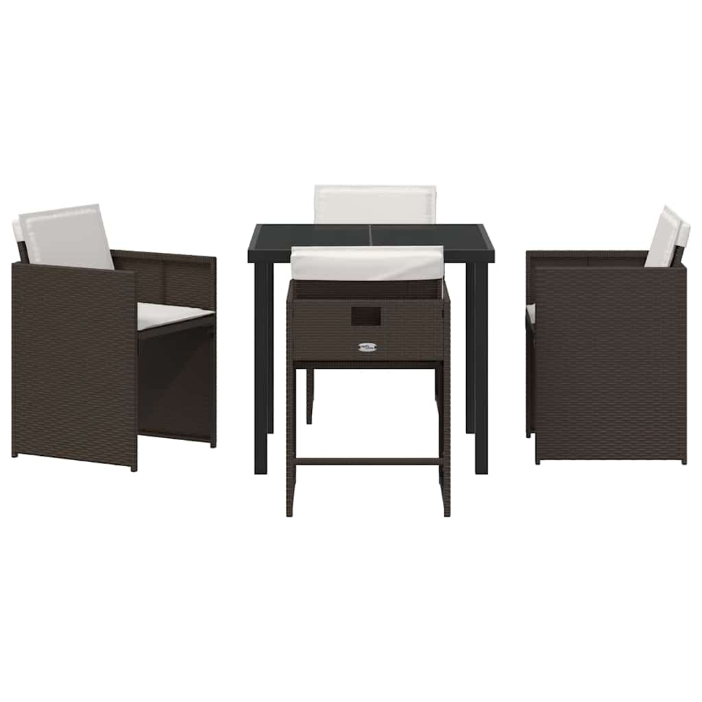 vidaXL Salon de jardin à dîner 5 pcs Résine tressée Marron
