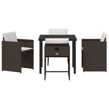vidaXL Salon de jardin à dîner 5 pcs Résine tressée Marron