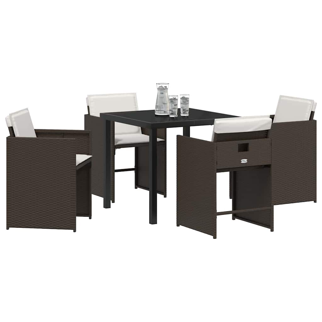 vidaXL Salon de jardin à dîner 5 pcs Résine tressée Marron