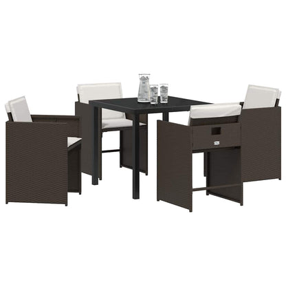 vidaXL Salon de jardin à dîner 5 pcs Résine tressée Marron