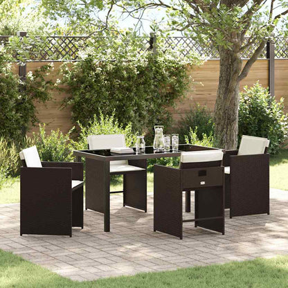 vidaXL Salon de jardin à dîner 5 pcs Résine tressée Marron