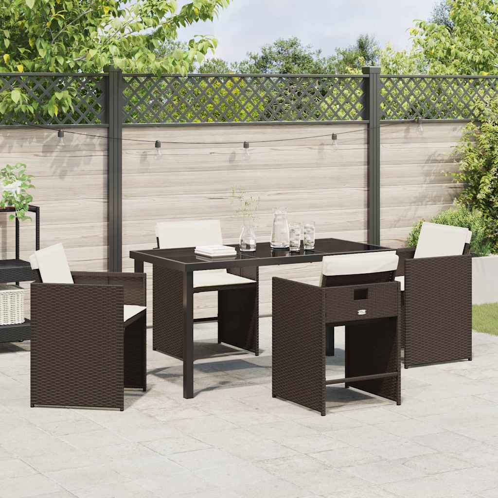 vidaXL Salon de jardin à dîner 5 pcs Résine tressée Marron