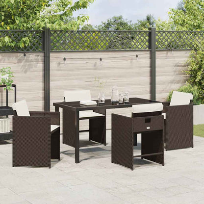vidaXL Salon de jardin à dîner 5 pcs Résine tressée Marron