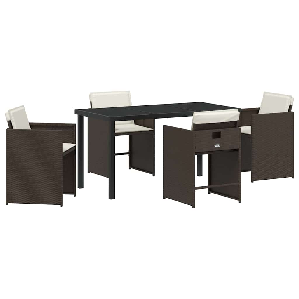 vidaXL Salon de jardin à dîner 5 pcs Résine tressée Marron