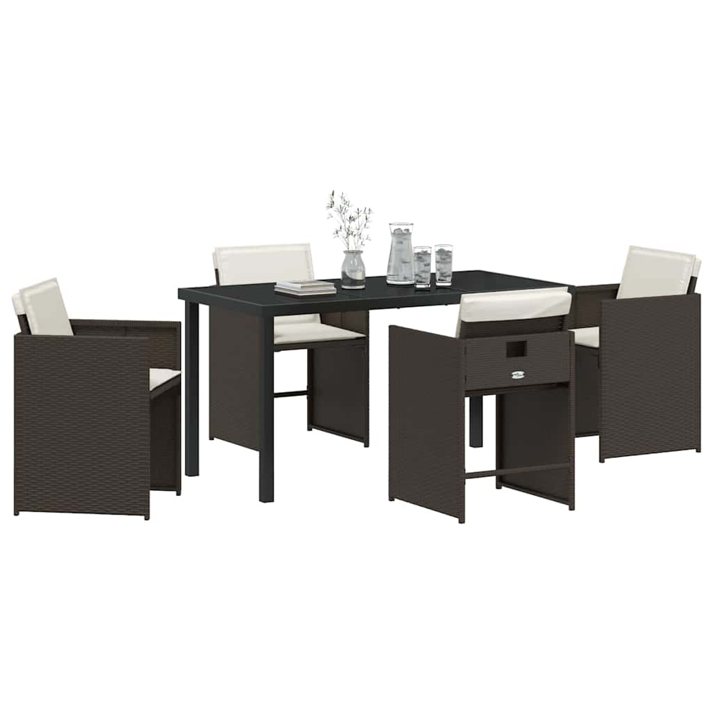 vidaXL Salon de jardin à dîner 5 pcs Résine tressée Marron
