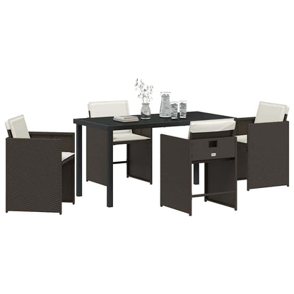vidaXL Salon de jardin à dîner 5 pcs Résine tressée Marron