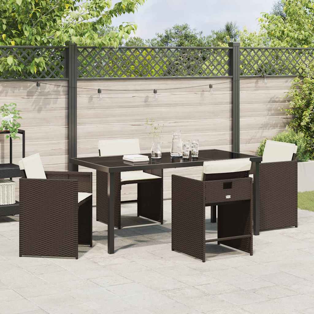 vidaXL Salon de jardin à dîner 5 pcs Résine tressée Marron