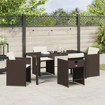 vidaXL Salon de jardin à dîner 5 pcs Résine tressée Marron
