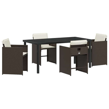 vidaXL Salon de jardin à dîner 5 pcs Résine tressée Marron