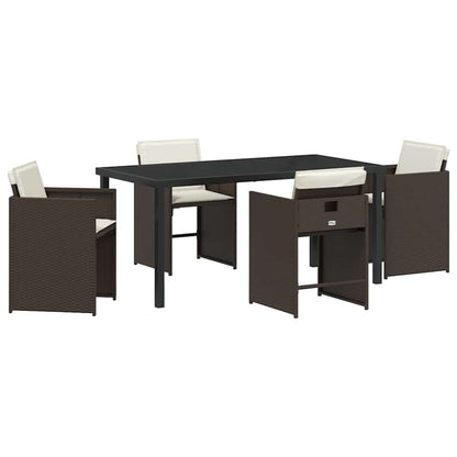 vidaXL Salon de jardin à dîner 5 pcs Résine tressée Marron