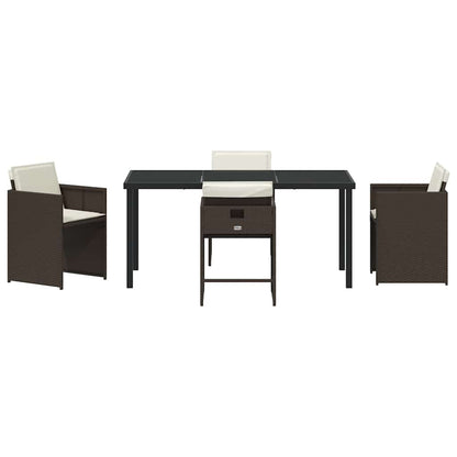 vidaXL Salon de jardin à dîner 5 pcs Résine tressée Marron